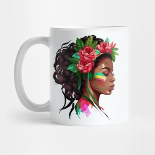Beautiful African Woman Roses Mug